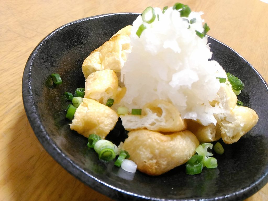 油揚げ焼きの大根おろしのせ